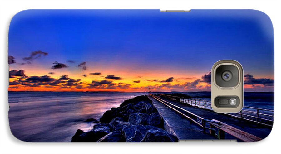 Sunset Galaxy S7 Case featuring the painting Sunrise on the Pier by Bruce Nutting