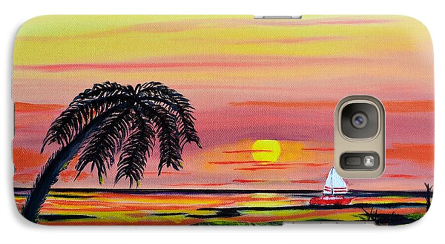  Sunset Galaxy S7 Case featuring the painting Sailing at Sunset by Melvin Turner