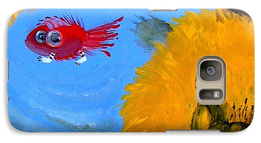 Animals Galaxy S7 Case featuring the painting Swimming of a Yellow Cat by Marina Gnetetsky