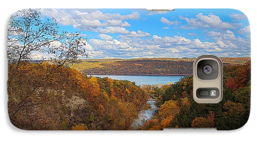 Taughannock Galaxy S7 Case featuring the painting Taughannock River Canyon In Colorful Fall Ithaca New York IV by Paul Ge