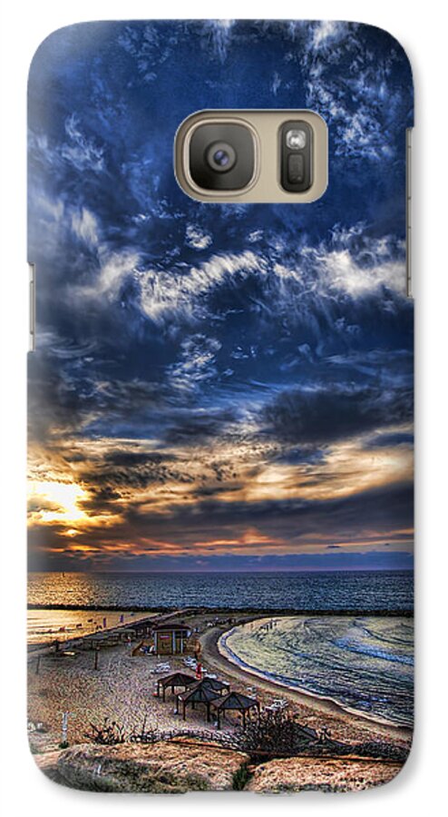 Israel Galaxy S7 Case featuring the photograph Tel Aviv sunset at Hilton beach by Ron Shoshani