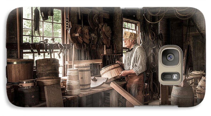 Cooper Galaxy S7 Case featuring the photograph The Cooper - 19th Century Artisan in his Workshop by Gary Heller