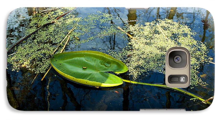 Leaf Galaxy S7 Case featuring the photograph The Floating Leaf of a Water Lily by Verana Stark
