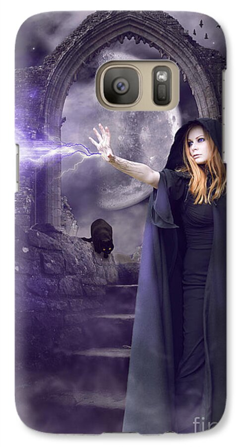 Halloween Galaxy S7 Case featuring the digital art The Spell is Cast by Linda Lees