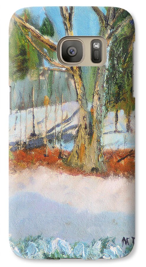 Tree Snow Winter Plein Air Forest Path Walk Galaxy S7 Case featuring the painting Trees and Snow Plein Air by Michael Daniels