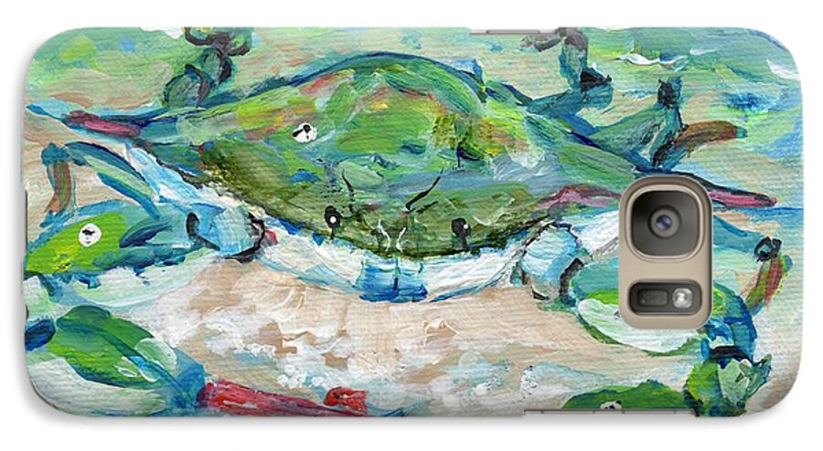 Crabs Galaxy S7 Case featuring the painting Tybee Blue Crab mini series by Doris Blessington