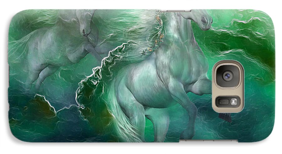 Unicorn Galaxy S7 Case featuring the mixed media Unicorns Of The Sea by Carol Cavalaris