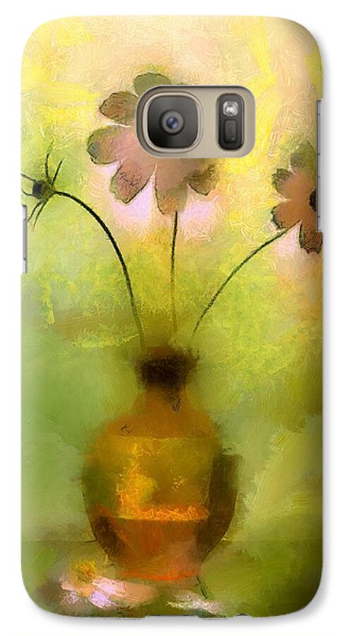Flowers Galaxy S7 Case featuring the painting Vase and Flower Glow by Wayne Pascall