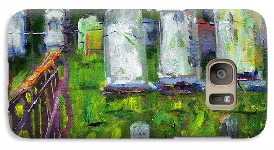 Cemetery Gravestone Fence Tombstone Resting Place Grave Graveyard Death Ghost Galaxy S7 Case featuring the painting Waiting For You by Michael Daniels