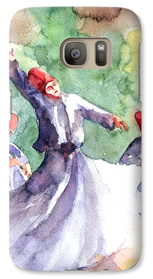 Dervishes Galaxy S7 Case featuring the painting Whirling Dervishes by Faruk Koksal