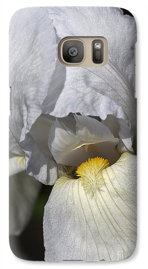 Iridaceae Galaxy S7 Case featuring the photograph White Iris by Joy Watson