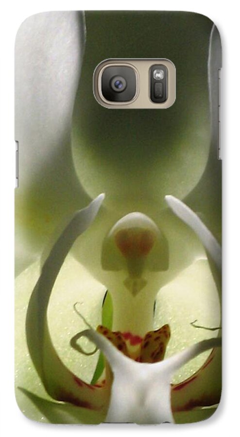 Orchid Galaxy S7 Case featuring the photograph White Orchid Macro by Alfred Ng