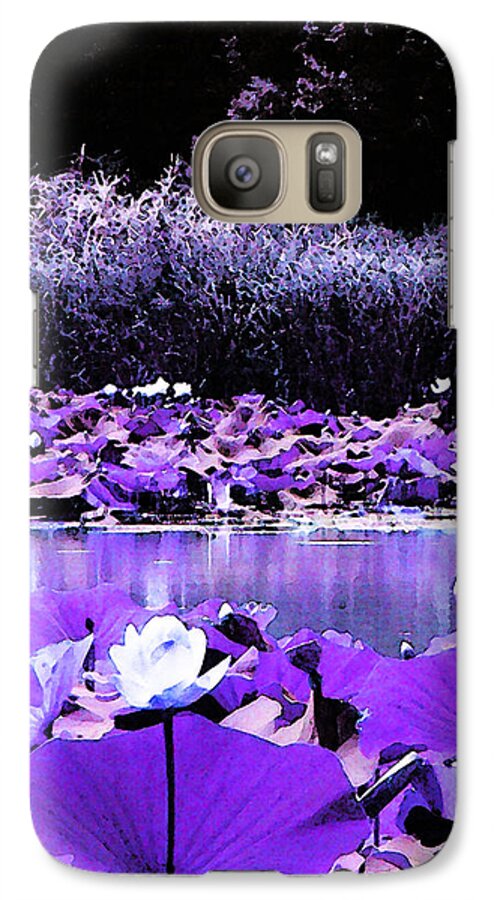 Water Lotus Galaxy S7 Case featuring the photograph White Water Lotus in Violet by Shawna Rowe