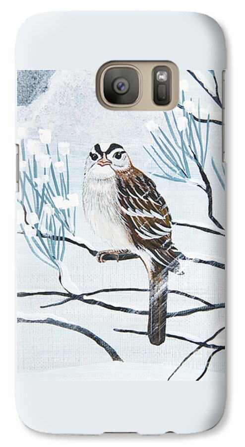 White Crowned Sparrow Galaxy S7 Case featuring the painting Who Me by Jennifer Lake