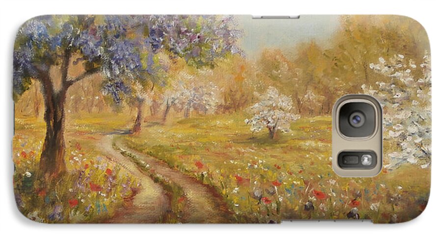 Luczay Fine Art Galaxy S7 Case featuring the painting Wild garden path by Katalin Luczay