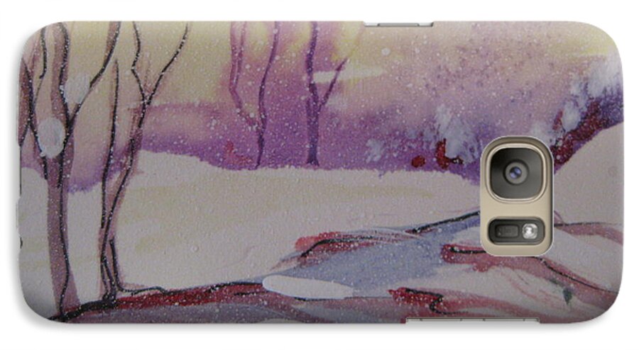 Snowfall Galaxy S7 Case featuring the painting Winter Snow Scene by Gretchen Allen