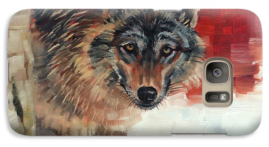 Wolf Galaxy S7 Case featuring the painting Winter Wolf by Margaret Stockdale