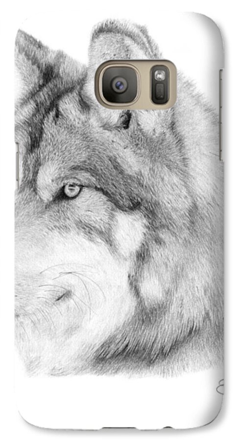 Wolf Galaxy S7 Case featuring the drawing Wolf - 006 by Abbey Noelle