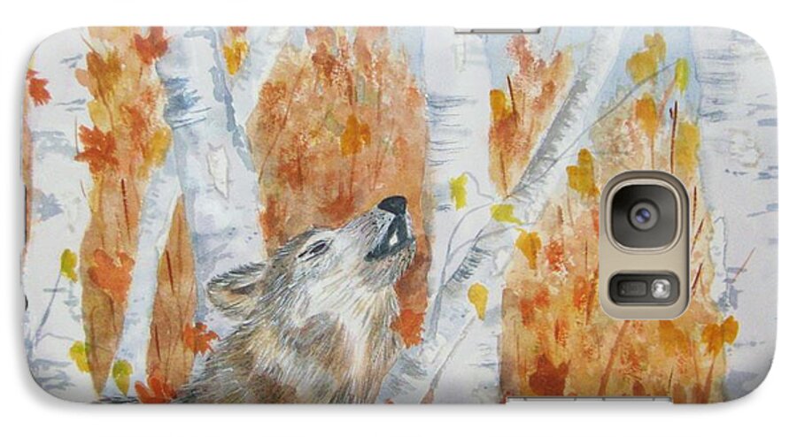 Wolf Galaxy S7 Case featuring the painting Wolf Call by Ellen Levinson