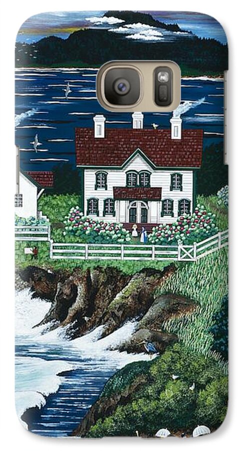 Lighthouse Galaxy S7 Case featuring the painting Yaquina Lighthouse by Jennifer Lake