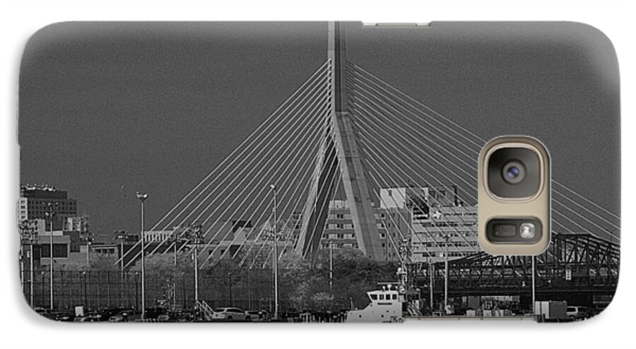 Structures Galaxy S7 Case featuring the photograph Zakim Bridge in BW by Caroline Stella