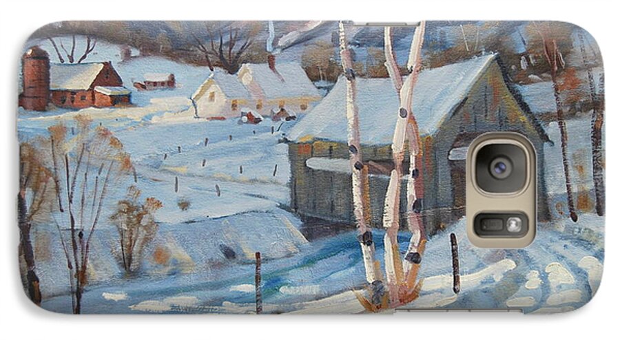 Covered Bridge. The Berkshires. Winter Galaxy S7 Case featuring the painting the Berkshires #2 by Len Stomski