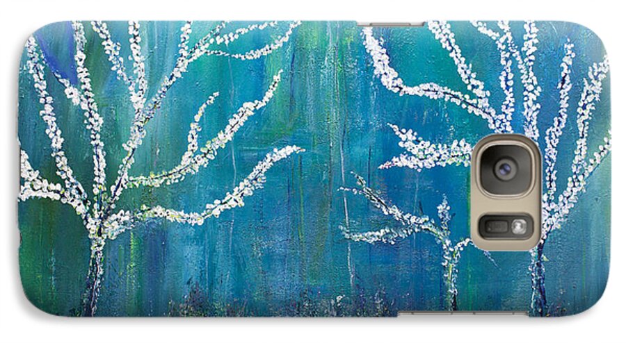 Landscape Print Galaxy S7 Case featuring the painting 3 White Trees by Dolores Deal