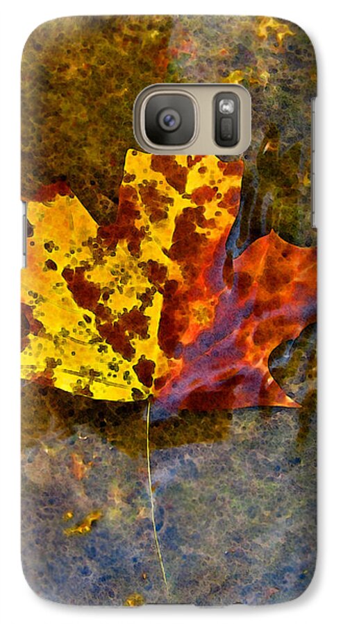 Botanical Galaxy S7 Case featuring the digital art Autumn Maple Leaf in water by Debbie Portwood