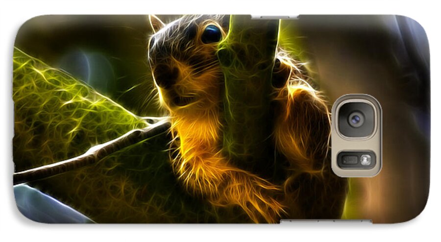 Digital Art; Art Deco; Fractal; Fractal Art; Neon Art; Fox Squirrel; Sciurus Niger; Robbie The Squirrel; Cute Squirrel; Nature; Wildlife; Squirrel In Cute Pose; James Ahn; Rateitart; Mammal Galaxy S7 Case featuring the digital art Awww Shucks- Fractal - Robbie The Squirrel by James Ahn