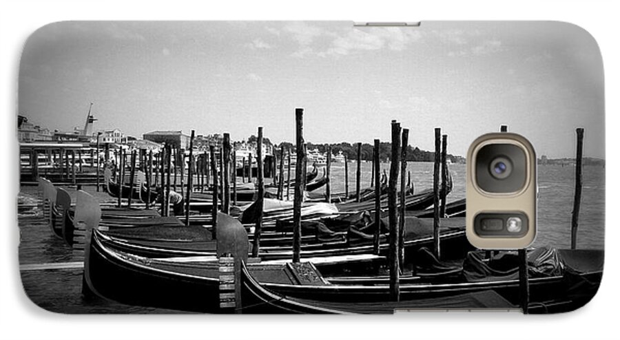 Venice Galaxy S7 Case featuring the photograph Black and White Gondolas by Laurel Best