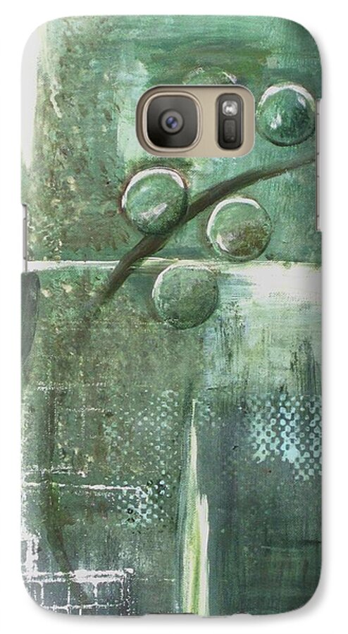 Sea Foam Green Galaxy S7 Case featuring the painting Bubbles by Kathy Sheeran