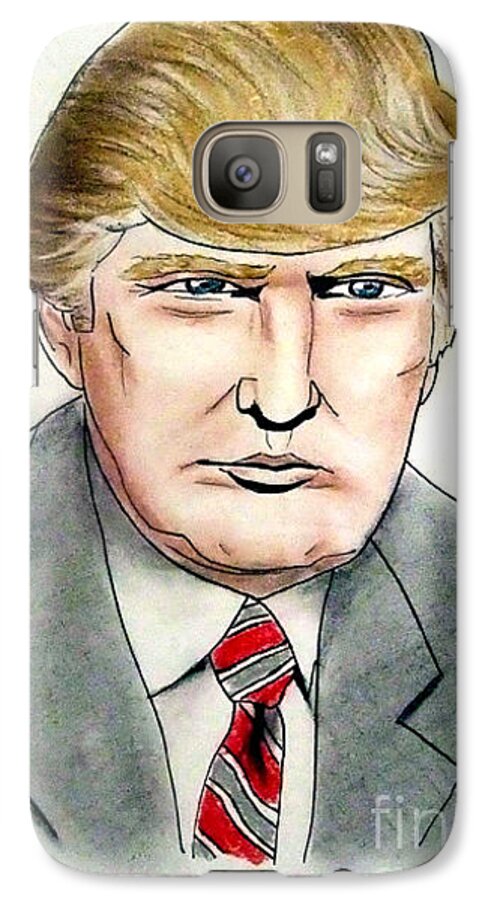 Donald Trump Galaxy S7 Case featuring the drawing Donald Trump Hair Drawing by Jim Fitzpatrick