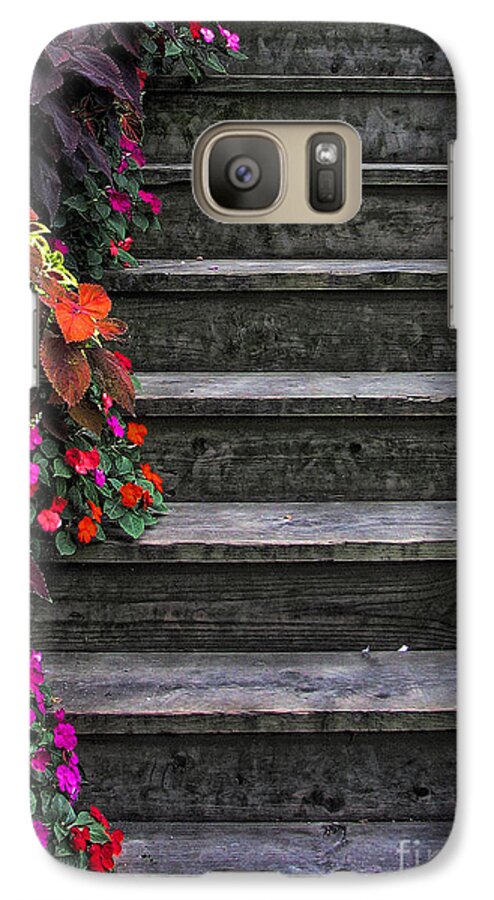 In Focus Galaxy S7 Case featuring the photograph Flowers and Steps by Joanne Coyle
