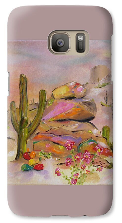 Southwestern Galaxy S7 Case featuring the painting Gold-lined Rocks by Judith Rhue