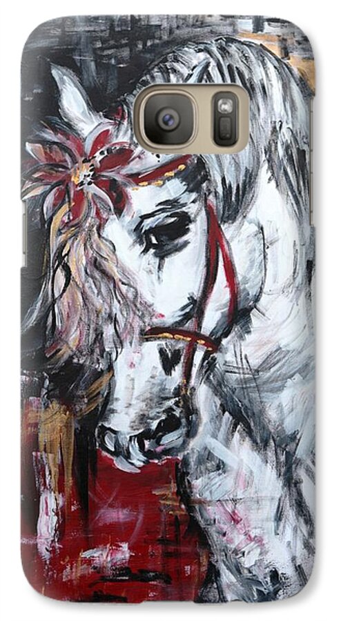 Animals Galaxy S7 Case featuring the painting Hiding Something? by Sladjana Lazarevic