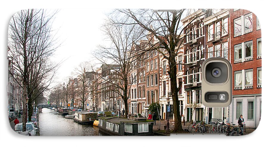 Along The River Galaxy S7 Case featuring the digital art Homes Along the Canal in Amsterdam by Carol Ailles