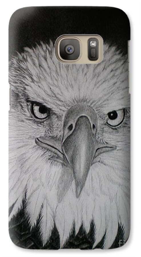 Eagle Galaxy S7 Case featuring the drawing I am watching you by Paula Ludovino