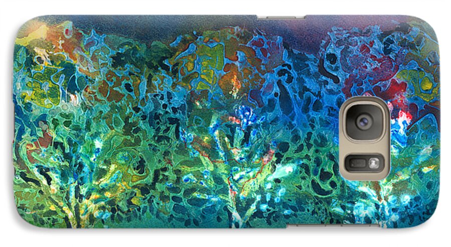 Tree Galaxy S7 Case featuring the mixed media Jeweled Trees by Arline Wagner