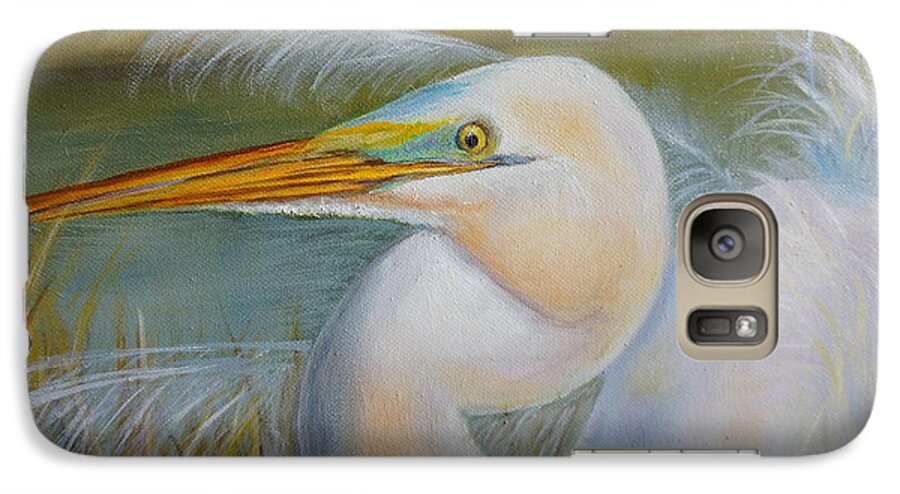 Egret Galaxy S7 Case featuring the painting Marsh Master by Marlyn Boyd
