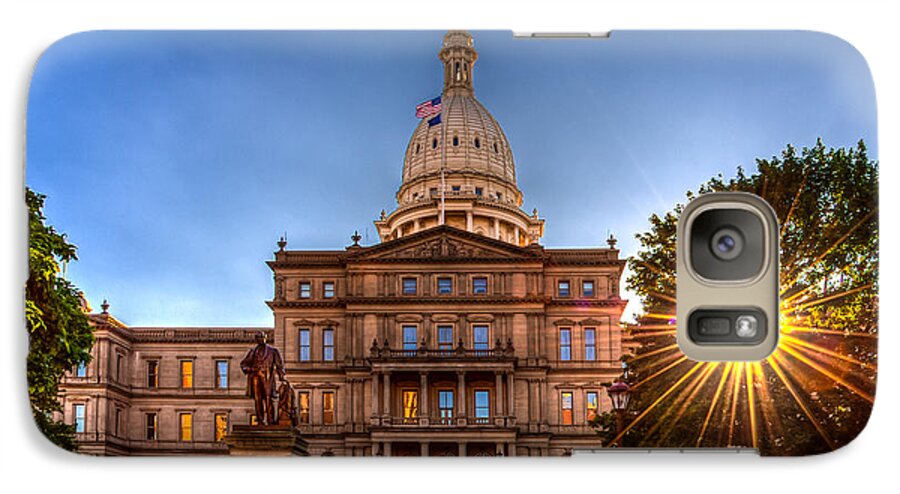 Capitol Galaxy S7 Case featuring the photograph Michigan Capitol - HDR-1 by Larry Carr