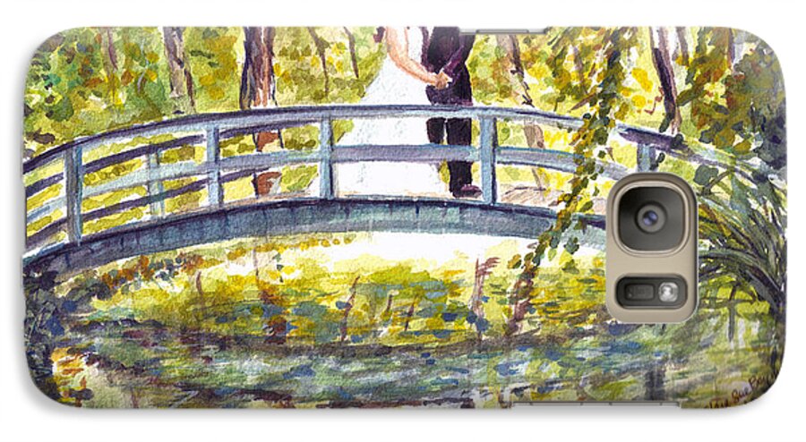 Garden Bridge Galaxy S7 Case featuring the painting Monet Wedding by Clara Sue Beym