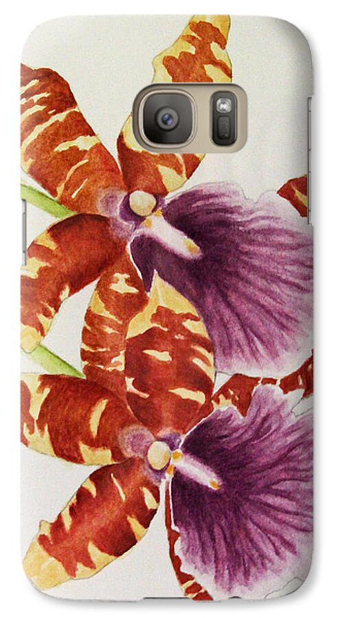 Orchids Galaxy S7 Case featuring the painting Orchids - Tiger Stripes by Kerri Ligatich