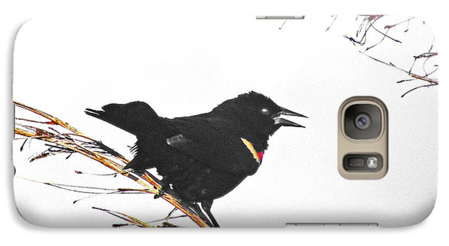 Bird Galaxy S7 Case featuring the digital art Red Winged Blackbird by Lizi Beard-Ward