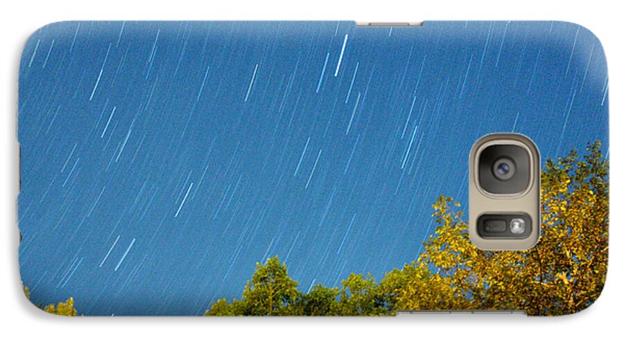 Night Galaxy S7 Case featuring the photograph Star Trails on a Blue Sky by Kay Lovingood