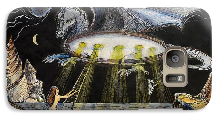 Ufo Galaxy S7 Case featuring the painting U F O by Valentina Plishchina