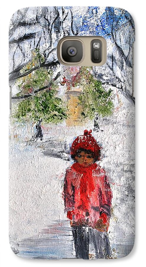 Winter Season Galaxy S7 Case featuring the painting Walking Alone by Evelina Popilian