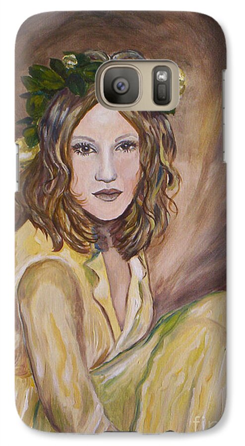 Yellow Galaxy S7 Case featuring the painting Yellow Rose by Julie Brugh Riffey