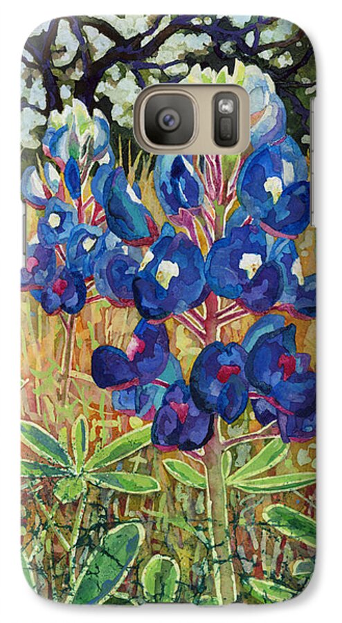 Bluebonnet Galaxy S7 Case featuring the painting Early Bloomers #2 by Hailey E Herrera