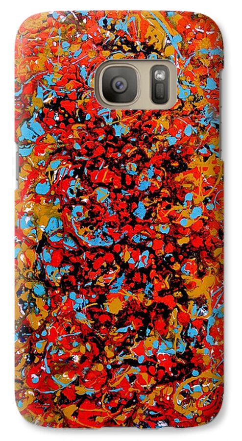 Red Galaxy S7 Case featuring the painting RainDance 1 by Irene Hurdle