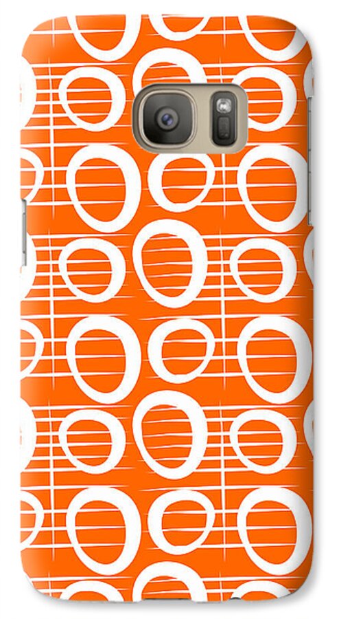 Orange Galaxy S7 Case featuring the mixed media Tangerine Loop #1 by Linda Woods